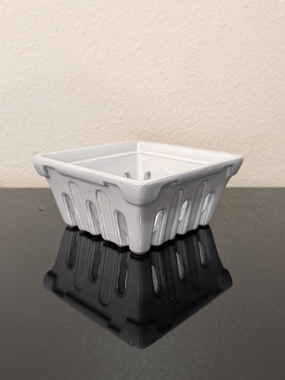 Sur La Table White Glazed Ceramic Berry Basket Dish